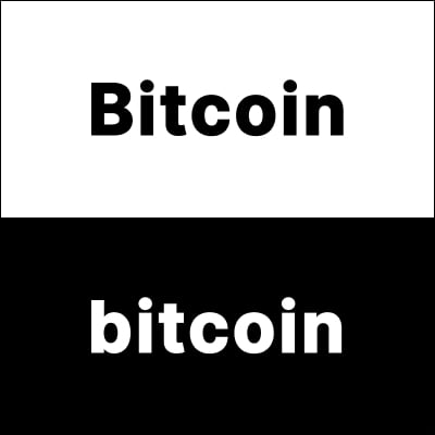 Bitcoin with lowercase and uppercase spelling