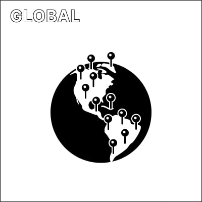 Illustration of a globe with scattered pins