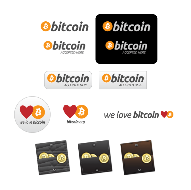 Promotional Bitcoin graphics like buttons and stickers